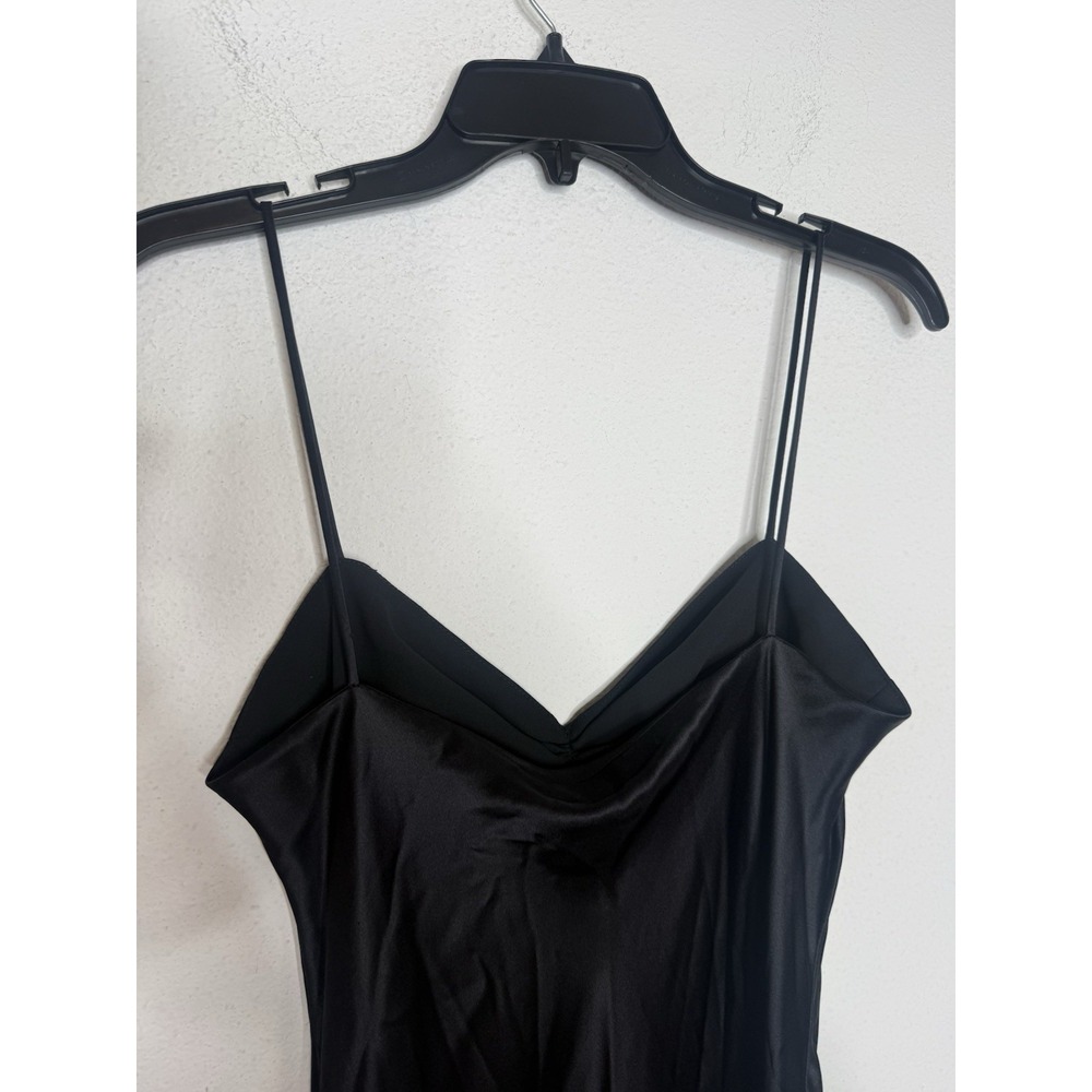 Laundry by Shelli Segal Y2K Silk Slip Dress Size 10 Black Bias Asymmetrical Hem - Picture 12 of 12